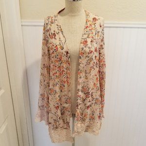 Bohemian Floral Lace Sheer Kimono  Size Small